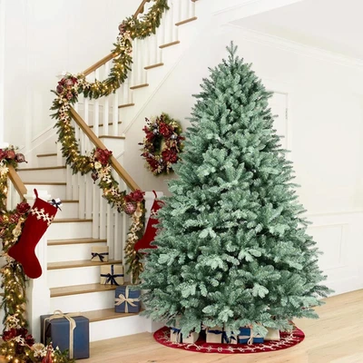 4-9ft Artificial Christmas Tree Green Blue Spruce Hinged tree & Foldable Base - Image 1 of 4