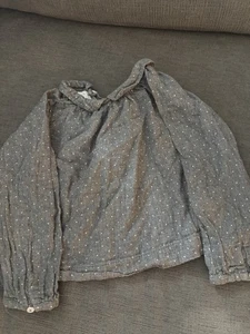 JACADI PARIS BLOUSE GREY WITH DOTS PETER PAN COLOR SIZE 18-24 MONTHS - Picture 1 of 5