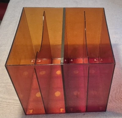 3x Aufbewahrungsbox Langspielplatten LPs mit Bügel braun transparent gebraucht - Bild 1 von 4