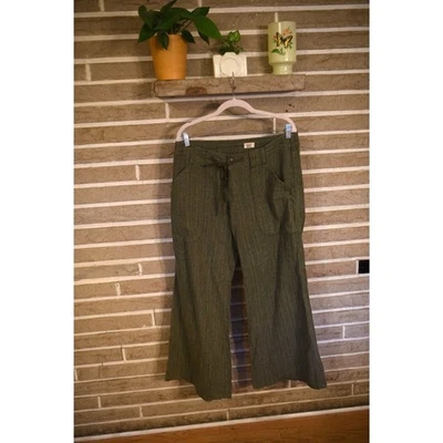 Free People Wide leg size 10 olive army green wide leg pants boho linen blend - Image 1 of 4