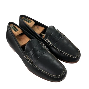Mocasines GH Bass Weejuns Penny para hombre talla 12 D sin usar, en caja, punta artesanal de cuero negro - Imagen 1 de 9