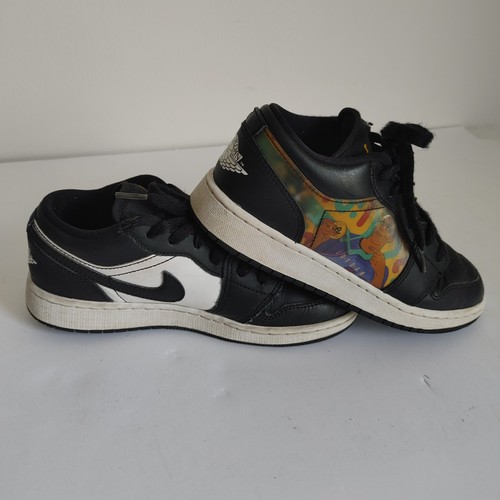 Air Jordan 1 Low GS Hologram DR9497 001 sneaker ragazzo ragazzo ragazzo taglia 3 5 nero bianco