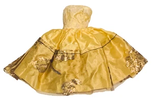 Vintage Barbie? Mego? Sindy? Doll Clone Yellow Gold Trim Strapless Gown Fashion! - Picture 1 of 13