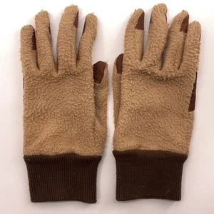Vintage Made USA LL Bean Beige Fleece Gloves Men Medium - Picture 1 of 7