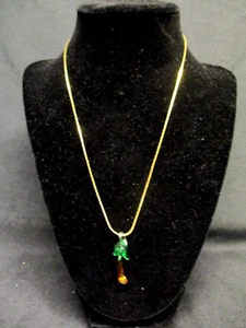 Palm Tree Necklace Gold Tone 18" Chain - Picture 1 of 2