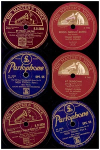 3X "The Big-Bands" GLENN MILLER/COUNT BASIE/TOMMY DORSEY Schellack 78rpm Set313 - Foto 1 di 7