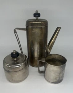 Vtg Silver Plated Pitcher Sugar Creamer Set Art Deco Barware Retro Coffee Tea - Picture 1 of 17