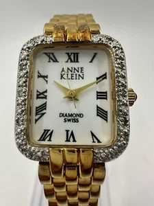 Designer Anne Klein Diamond Swiss Quartz Women's Watch Gold Tone Stunning Vtg - Picture 1 of 14