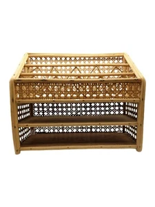 Vintage Bambus Rattan Brief Halter Post Organizer Aufbewahrung Caddy Schreibtisch Org. Etikett - Bild 1 von 11