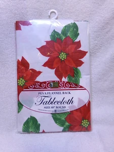 Better Home Christmas 60" Round Tablecloth Peva Flannel Back Tablecloth - Picture 1 of 8