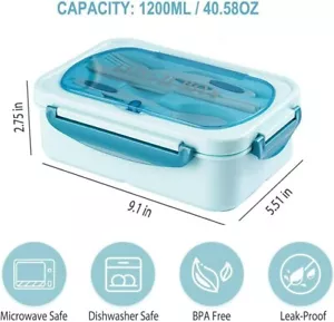 Bento Box Lunch , Food & Snack Containers for Adults (Pink , Blue & Green) - Picture 1 of 18