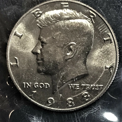 1988 P Kennedy Half Dollar Clad No Silver Brilliant Unc Sealed in Orig Cello BU Cover