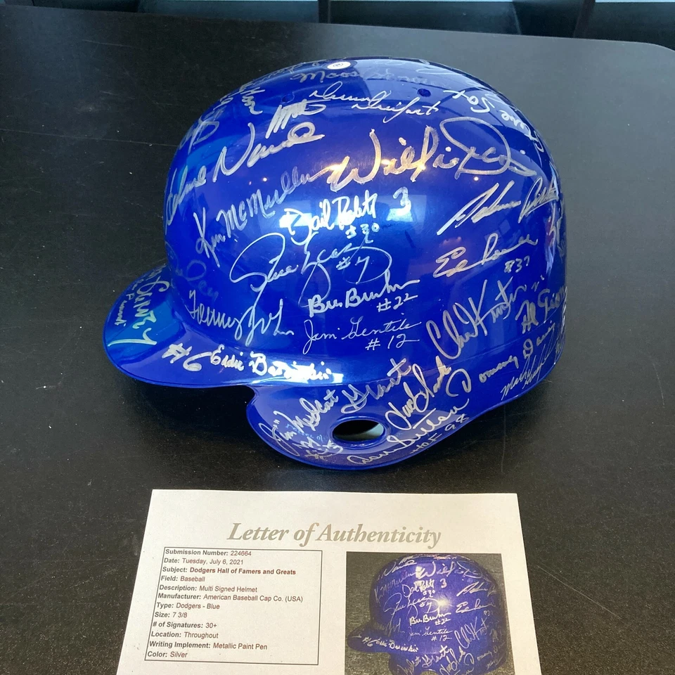 Beautiful Los Angeles Dodgers Legends Multi Signed Helmet 45+ Sigs With JSA COA - Image 1 of 4