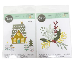 Paquete de troqueles de corte de Navidad Sizzix Thinlits pan de jengibre casa hojas de acebo NUEVO - Imagen 1 de 5