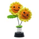 Shaking Sunflower Car Accessories Tabletop Ornament Handmade Hand Woven
