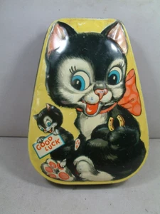 Vintage Bonbondose Cartoon Good Luck Katzen George W Horner Toffee orig. Label WOW! - Bild 1 von 7