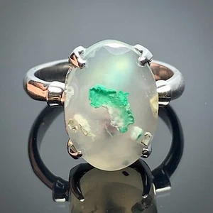 Chrysocolla in Chalcedony Agate Ring 15x11x7mm, 7 USA/Canada 25 ct - Picture 1 of 9