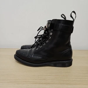 Dr Martens 1460 Geordin Creepers Grunge Metal Buckle Black Leather Boots Uk 4 - Picture 1 of 10
