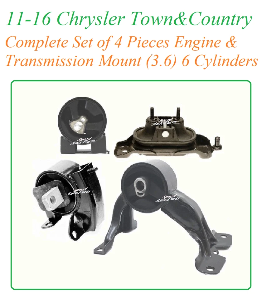 Motor Engine Trans Mount 11-16 Set 4pc Fit Chrysler Town & Country (3.6) 6 Cyl   - Image 1 of 1
