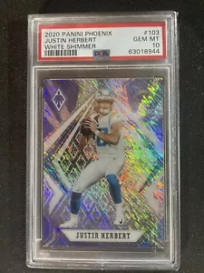 2020 Justin Herbert Panini Phoenix White Shimmer rookie card RC PSA 10 POP 2!!!!