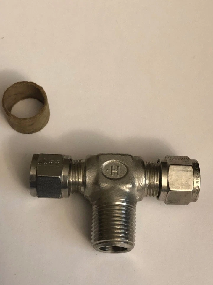 Hoke Gyrolok 6TTM6316 3/8" OD Tube 3/8" npt male branch tee ss fitting - Image 1 of 1