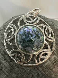 Sterling & Ancient Roman Glass Oval Pendant Sun large 925 silver fragment large - Picture 1 of 2