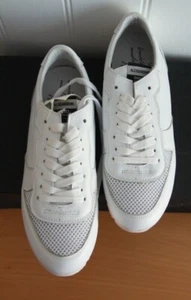 DANIELE ALESSANDRINI Entrenadores de Cuero y Malla Reino Unido 6 EU40 Blanco y Crema Nuevo Raro - Imagen 1 de 5