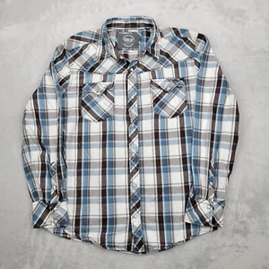 Buckle Shirt Men Extra Large Blue Button Up Pearl Snap Rodeo Ranch BKE Adult XL - Picture 1 of 7
