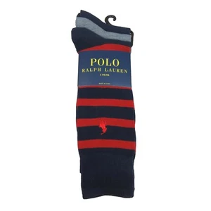 Polo Ralph Lauren Dress Slack Socks Mens Size 6-12.5 (3 PAIRS) Red Multi NEW - Picture 1 of 10