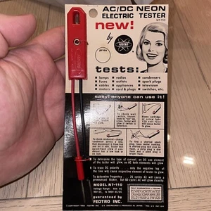 VINTAGE NOS FEDTRO AC/DC ELECTRIC TESTER NEW RETRO ATOMIC AGE - Picture 1 of 5