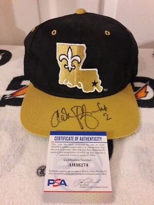 VINTAGE AARON BROOKS SIGNED NEW ORLEANS SAINTS SNAPBACK HAT CAP PSA DNA - Image 1 of 4