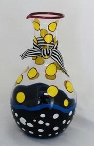 Christoper Hogan Blue Boxfish Motif Hand Painted Glass 34oz Pitcher 9.8” - Picture 1 of 5