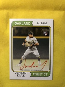 2023 Topps Heritage Real One RED Autograph Auto RC Jordan Diaz A's /74 - Picture 1 of 2