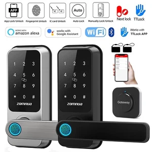 ZOMNUA WiFi Smart Lock mit Griff, Fingerabdruck Schlüsselloser Zugang Digitale Tastatur APP - Bild 1 von 39