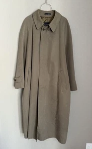 Vintage Sanyo New York Men’s Sz 38S Khaki Trench Coat Long Over Coat Made in USA - Picture 1 of 5