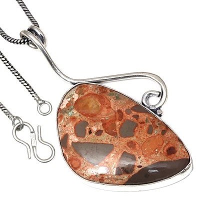 Colgante ojo de pájaro jaspe piedras preciosas día de San Valentín regalo joyería de plata 2,25" Foto 1 de 4