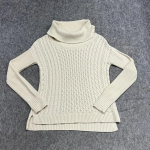 American Eagle Outfitters Pullover Damen klein creme Zopfmuster Rollkragen Vorbereitung - Bild 1 von 17
