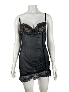 Vtg Y2K 2003 Victoria's Secret Angels Sheer Slip 36B Black Nightie Lingerie - Picture 1 of 7