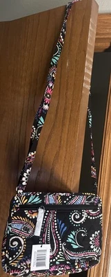 Vera Bradley Crossbody Bag- Black W Paisley Bandana Swirl- Petite -Lightweight - Image 1 of 3