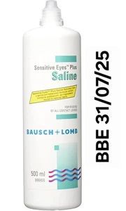 Bausch & Lomb Sensitive Eyes Plus Saline Contact Lens Solution 500ml SHORT-DATED - Picture 1 of 1