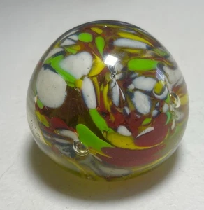 Vtg Hand Blown Paperweight Art Glass Mid Century Modern Bubbles Swirls Flowers - Picture 1 of 5