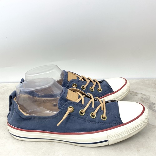 Sneakers Converse donna taglia 9 5 scarpe blu tela marrone pull on all star cap
