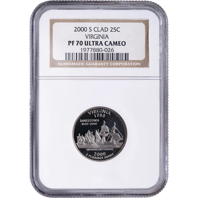 2000-S Clad Virginia State Quarter ~ NGC PF70 ULTRA CAMEO - Image 1 of 2