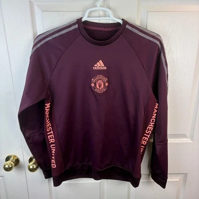 Men's adidas Manchester United Training Travel Sweatshirt Top Burgundy Large L - Image 1 of 4