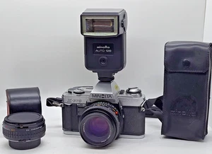 Minolta X-370 fotocamera reflex 35 mm con obiettivo Minolta MD 50 mm f/1.7, convertitore 2X, flash - Foto 1 di 24
