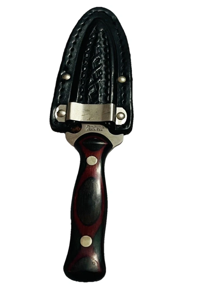 Cuchillo de bota REMINGTON daga hoja fija 7” EE. UU. vaina de mango de madera laminada Foto 1 de 4