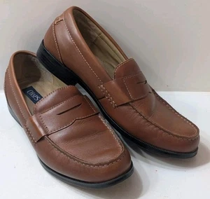 Mocassino Chaps da uomo in pelle Penny scarpe casual marrone taglia 11,5 M - Foto 1 di 10