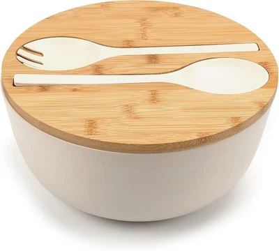 Large Salad Bowl With Lid Bamboo Fiber Salad Serving Bowl Set With Utensils 9.8i - Image 1 of 4