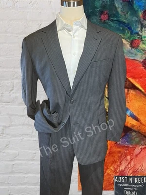 Austin Reed Mens 46R 40x32 Gray Pinstripe 2 Piece Suit U.S.A. - Image 1 of 4