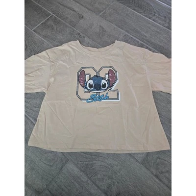 Blusa Disney Stitch Sequin Graphic Crop Top Youth XL Boxy Bege Lilo - Imagem 1 de 4